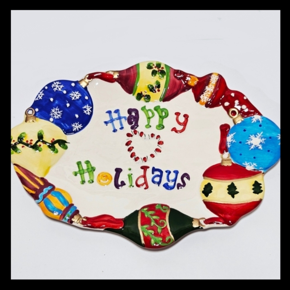 Home Accents Festive Happy Holidays Platter 14"